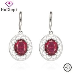 HuiSept – boucles d'oreilles en argent 925 pour femmes bijoux avec émeraude rubis pierres