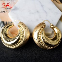 Boucles d'oreilles créoles en cuivre pour femmes bijoux oste nommée grand style stéréoscopique