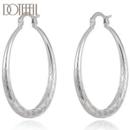 DOTEFFIL – boucles d'oreilles en argent Sterling 925 pour femmes bijoux en forme de grand cercle