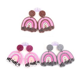 Boucles d'oreilles en acrylique rose arc-en-ciel pour la fête des mères