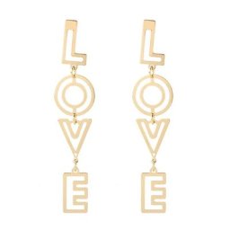 New European Retro Hollow Out Love Letter Earrings Female Personality Fashion Gold Long Earrings