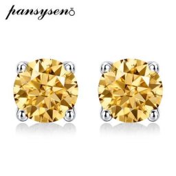 PANSYSEN – boucles d'oreilles scintillantes en argent Sterling 100% pour femme bijoux de mariage