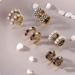 Boucles d'oreilles Vintage colorées en strass petites créoles pour femmes mode imitation perle