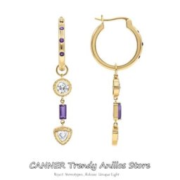 CANNER-Boucles d'oreilles bourgeon en cristal violet pour femme argent regardé 925 français
