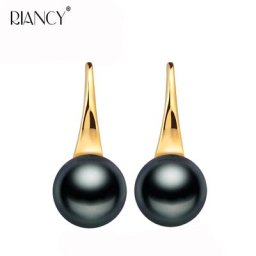 Boucles d'oreilles perle noire d'eau douce naturelle pour femme argent regardé 925 plaqué or