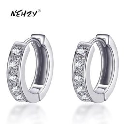 NEHZY – boucles d'oreilles rondes en cristal Zircon plaqué argent 925 nouvelle collection de bijoux