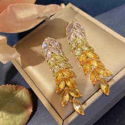 Boucles d'oreilles en zircone cubique jaune marquise pour femmes boucle d'oreille longue pendante
