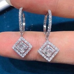 Huitan – boucles d'oreilles en forme de carré pour femme élégantes scintillantes accessoires de