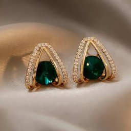 Boucles d'oreilles en argent S925 pour femme bijoux en cristal vert design de niche fouet