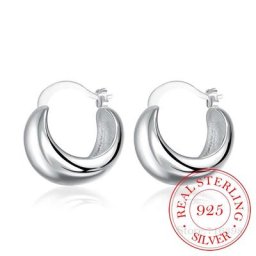 Boucles d'oreilles à Clip en argent Sterling 925 Hyperbole Simple et lisse pour femmes bijoux en