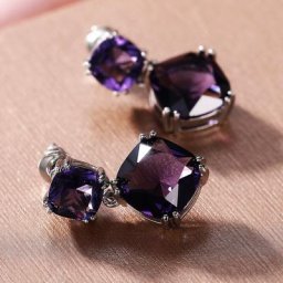 Boucles d'oreilles en pierre de zircone pour femmes bijoux de mariage carrés violets cubiques