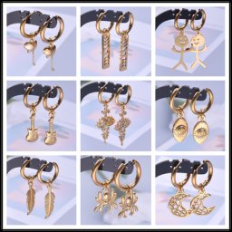 Boucles d'oreilles créoles en acier inoxydable pour hommes et femmes bijoux vintage breloque