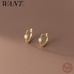 WANTcloser-Boucles d'oreilles créoles brillantes en argent regardé 925 pour femmes bijoux piercing