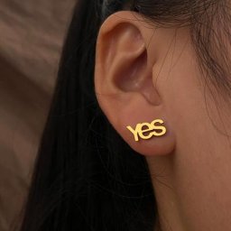 Boucles d'Oreilles en Acier Inoxydable pour Femme Bijoux Tendance Simplicité ""Oui"" à la Mode