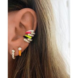 Boucle d'oreille fluorescente en émail néon nouveau Mini cerceau Huggie jaune blanc orange rose