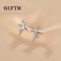 GUFTM – boucles d'oreilles en Zircon pour femmes et filles bijoux de personnalité couleur argent