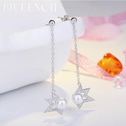 Blueench – boucles d'oreilles pampilles en argent Sterling 925 étoile perle goutte d'eau pour