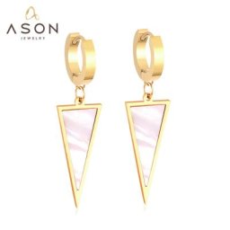 ASONSTEEL – boucles d'oreilles Triangle en forme de coquille pour femmes bijoux en acier inoxydable