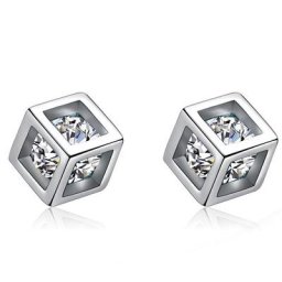 925 Sterling Silver Zircon Square Piercing Stud Earrings For Women Luxury Jewelry Accessories
