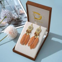 Boucles d'Oreilles sulfen Plumes Brunes pour Femme Style Boho Rétro Or Bijoux Indiens Jhumka