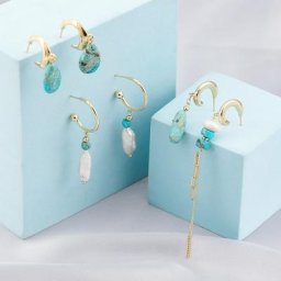 VG 6 YM-Boucles d'oreilles créoles perle turquoise pour femme boucles d'oreilles cercle