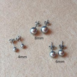 SION L-Boucles d'oreilles à tige en acier inoxydable avec perles de coquillage naturel gris senior