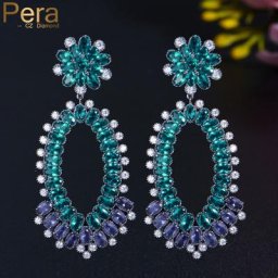Pera – boucles d'oreilles pendantes pour femmes bijoux de luxe longs géométriques vert violet
