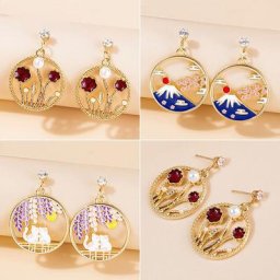 Boucles d'oreilles pendantes en émail de dessin animé pour femmes et filles bijoux d'oreille