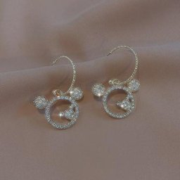 Disney – boucles d'oreilles Mickey en cristal argenté pour femme bijoux mode coréenne accessoires