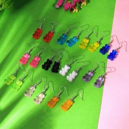 Boucles d'oreilles mignonnes en résine dessin animé ours coloré haute qualité goutte d'eau
