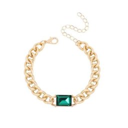 Bracelets avec strass en cristal pour femmes couleur verte breloques élégantes gourmette cubaine