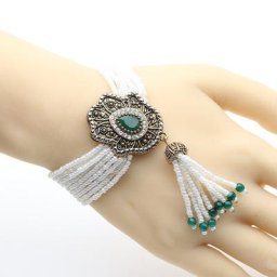 Bracelet perlé turc pour femmes Vintage tulipes fleur résine couleur or Antique Bijoux