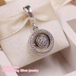 Breloque en argent regardé 925 pour bracelet à breloques Pandora perles CZ transparentes logo de