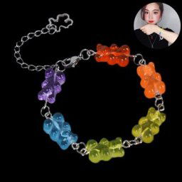 Bracelet en acier inoxydable pour femmes 1 pièce mignon fait à la main dessin animé ours