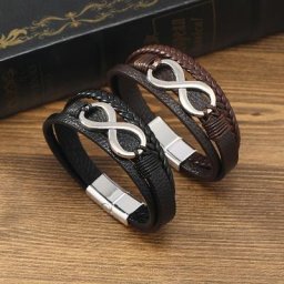 Bracelet tissé en cuir véritable pour homme breloque Extron bracelets ronds bijoux à la main pour