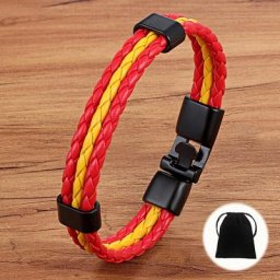 XQSettlement-Bracelet en cuir Sensation d'Espagne pour homme acier inoxydable sens représentatif
