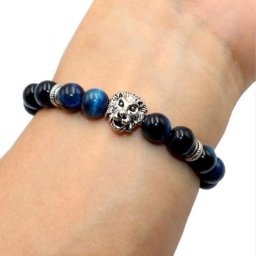 Bracelet à breloques en pierre naturelle pour hommes et femmes perles d'oeil de tigre lapis
