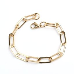 Bracelets Hip Hop avec chaîne ovale en acier inoxydable 304 couleur argent 19cm de Long pour