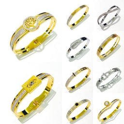 SION L-Bracelet jonc en acier inoxydable bracelet unisexe breloques en chiffres romains cristal