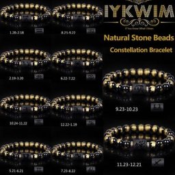Bracelet Constellation en Pierre Naturelle pour Homme et Femme Perles d'Espacement Cordon