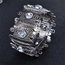 Bracelet punk vintage pour femme couleur argent prairie métal concave bohème biscuits bracelets