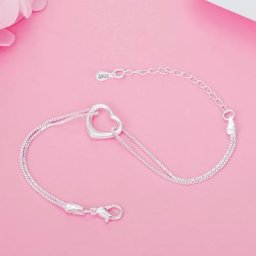 D'origine 925 Plaqué argent Coeur Romantique Bracelets Pour Femmes Designer De Mode Fête De