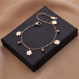 SION L-Bracelet à quatre feuilles en acier inoxydable pour femme bijoux fins style tendance