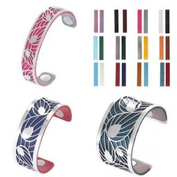 Cremo-Bracelets en Acier Inoxydable pour Femme Manchette en Cuir Interchangeable Argent Cuir oral