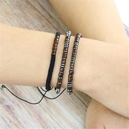 Ensemble de Bracelets en Chaîne et Cordon Noir pour Femmes Bohémien Lune Cristal Avion Cœur