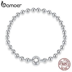 Bamoer – Bracelet à perles rondes en argent Sterling 925 pur pour femmes chaîne d'amour éternel
