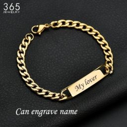 Bracelet GROBar Personnalisé pour Homme Bijou de ixen Acier Inoxydable Réglable avec Nom Gravé