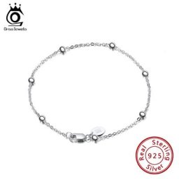 ORSA jewelry – Bracelet en argent Sterling 925 avec câble de 1.0mm avec perles de 2.0mm 16.5-20cm