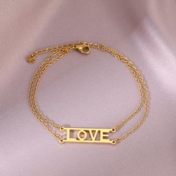 Bracelets en acier inoxydable avec lettres d'amour pour femmes chaînes superposées bijoux