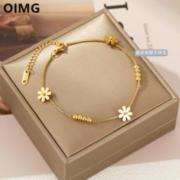 OIMG SION L-Bracelet de oral ille en Acier Inoxydable Or pour Femme Bijoux de Haute Qualité Cadeau